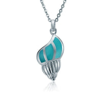 Sterling Silver Conch Shell Pendantwith Turquoise Inlay