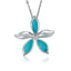 Sterling Silver Plumeria Pendantwith Turquoise Inlay