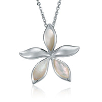 Sterling Silver Plumeria Pendantwith White Mother of Pearl Inlay