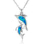 Sterling Silver Pendantwith Two Dolphins and Opal Inlay