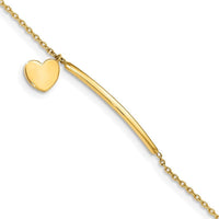 14K Children's Polished Heart Dangle w/.5in ext. Bracelet - Larson Jewelers