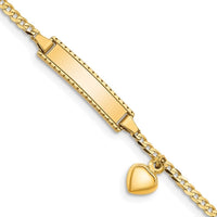 14K Children's Heart Dangle Curb Link ID Bracelet - Larson Jewelers