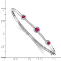 14k White Gold Diamond and Cabochon Ruby Bangle