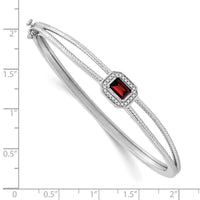 14k White Gold Emerald-shape Garnet and Diamond Halo Bangle - Larson Jewelers