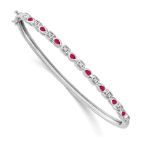 14k White Gold Ruby and Diamond Bangle