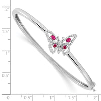 14k White Gold Ruby and Diamond Butterfly Bangle