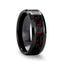 ANTONIUS Beveled Black Ceramic Ring with Black & Red Carbon Fiber - 4mm - 10mm - Larson Jewelers