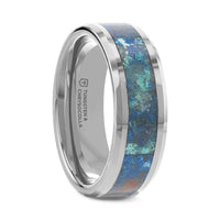 CALYPSO Tungsten Beveled Wedding Band with Chrysocolla Inlay - 8mm - Larson Jewelers