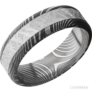 Flat twist with Acid Finish and Meteorite Inlay - 7MM - Larson Jewelers