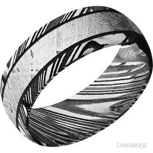 Woodgrain with Acid Finish and Meteorite Inlay - 8MM - Larson Jewelers