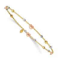 14k Tri-color Heart Diamond-cut Slip-on Bangle - Larson Jewelers