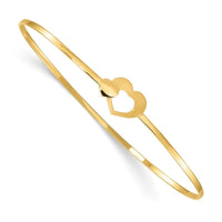 14K Brushed and Polished Hearts Flexible Bangle - Larson Jewelers