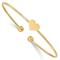 14K Polished Heart Flexible Bangle - Larson Jewelers