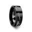 Dinosaur Ring T-Rex Tyrannosaurus Rex Ring Prehistoric Paleo Engraved Flat Black Tungsten Ring - 4mm - 12mm - Larson Jewelers