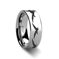 Dinosaur Ring Teradactyl Ring Prehistoric Paleo Engraved Flat Tungsten Ring - 4mm - 12mm - Larson Jewelers