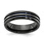 Edward Mirell Black Ti Beveled & Grooved Blue Anodized 6mm Band - Larson Jewelers