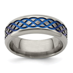 Edward Mirell Titanium Blue Anodized Brushed & Polished 8mm Band - Larson Jewelers