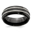 Edward Mirell Titanium Brushed/Polished/Grooved Black Ti 8mm Ring - Larson Jewelers