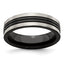 Edward Mirell Grey Titanium/Black Ti Center Grooved 6mm Flat Band - Larson Jewelers