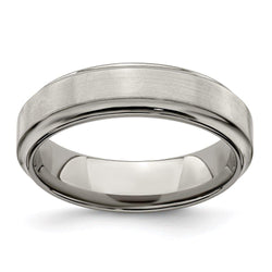 Edward Mirell Titanium Brushed & Polished Beveled 6mm Band - Larson Jewelers