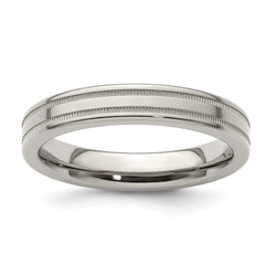 Edward Mirell Titanium Brushed/Polished Flat Milgrain 4mm Band Size 10 - Larson Jewelers