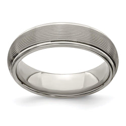 Edward Mirell Titanium Polished Textured Domed 6mm Band - Larson Jewelers