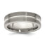 Edward Mirell Titanium Brushed/Polished Textured Lines 7mm Band Size 10.5 - Larson Jewelers