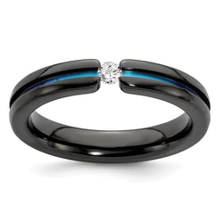 Edward Mirell Black Ti White Sapphire & Rainbow Anodized 4mm Band - Larson Jewelers