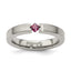 Edward Mirell Titanium Tension-set Square Rhodolite Garnet Brushed 4mm Band - Larson Jewelers