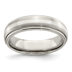 Edward Mirell Titanium Brushed&Polished w/Sterling Silver 6mm Band - Larson Jewelers