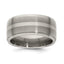 Edward Mirell Titanium Brushed/Polished with Argentium Sterling Silver Inlay Flat 10mm Band - Larson Jewelers