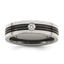 Edward Mirell Black Ti with Grey Titanium Edge 1/10 carat Diamond with Sterling Silver Bezel 6mm Band - Larson Jewelers