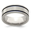 Edward Mirell Titanium Brushed with Blue Anodized Double Groove Flat 8mm Band - Larson Jewelers