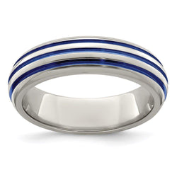 Edward Mirell Titanium Triple Groove Blue Anodized Ring - Larson Jewelers