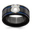 Edward Mirell Black Ti Blue Anodized w/ SS Police Shield Tag 10mm Band - Larson Jewelers