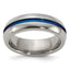 Edward Mirell Titanium with Blue Anodized Center Stripe Domed 7mm Band - Larson Jewelers