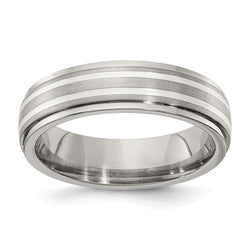 Edward Mirell Gray Ti with Sterling Silver Double Inlay 6mm Band - Larson Jewelers