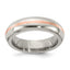 Edward Mirell Titanium and 14K Rose Gold Inlay Brushed 6mm Band - Larson Jewelers