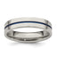 Edward Mirell Gray Titanium with Blue Anodized Stripe Flat 5mm Band - Larson Jewelers