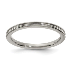 Edward Mirell Gray Ti Polished Concave 2mm Band - Larson Jewelers