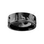 Animal Landscape Scene Wolf Wolves Ring Engraved Flat Black Tungsten Ring - 4mm - 12mm - Larson Jewelers