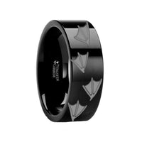 Animal Track Duck Print Engraved Flat Black Tungsten Ring Polished- 4mm - 12mm - Larson Jewelers