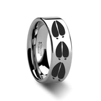 Animal Deer Track Mule Print Ring Engraved Flat Tungsten Ring - 4mm - 12mm - Larson Jewelers