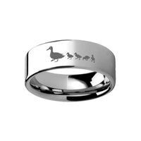 Duck Duckling Landscape Ring Engraved Flat Tungsten Ring - 4mm - 12mm - Larson Jewelers