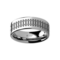 Railroad tracks Landscape Ring Engraved Flat Tungsten Ring - 4mm - 12mm - Larson Jewelers