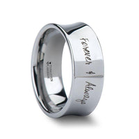 Handwritten Engraved Concave Tungsten Ring Polished - 4mm - 8mm - Larson Jewelers