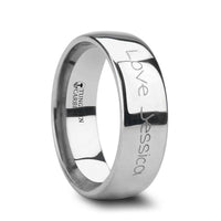 Handwritten Engraved Domed Tungsten Ring Polished - 4mm - 12mm - Larson Jewelers