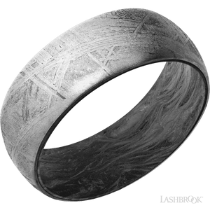 Domed Meteorite band with None Finish and Forged Carbon Fiber - 8MM - Larson Jewelers