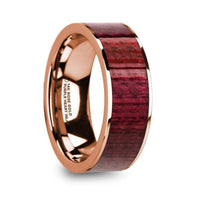 PAVLOS Purpleheart Inlaid 14k Rose Gold Men’s Wedding Band with Polished Finish - 8mm - Larson Jewelers