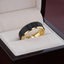 GASTON Gold Plated Tungsten Polished Beveled Ring with Brushed Black Center - 6mm 8mm